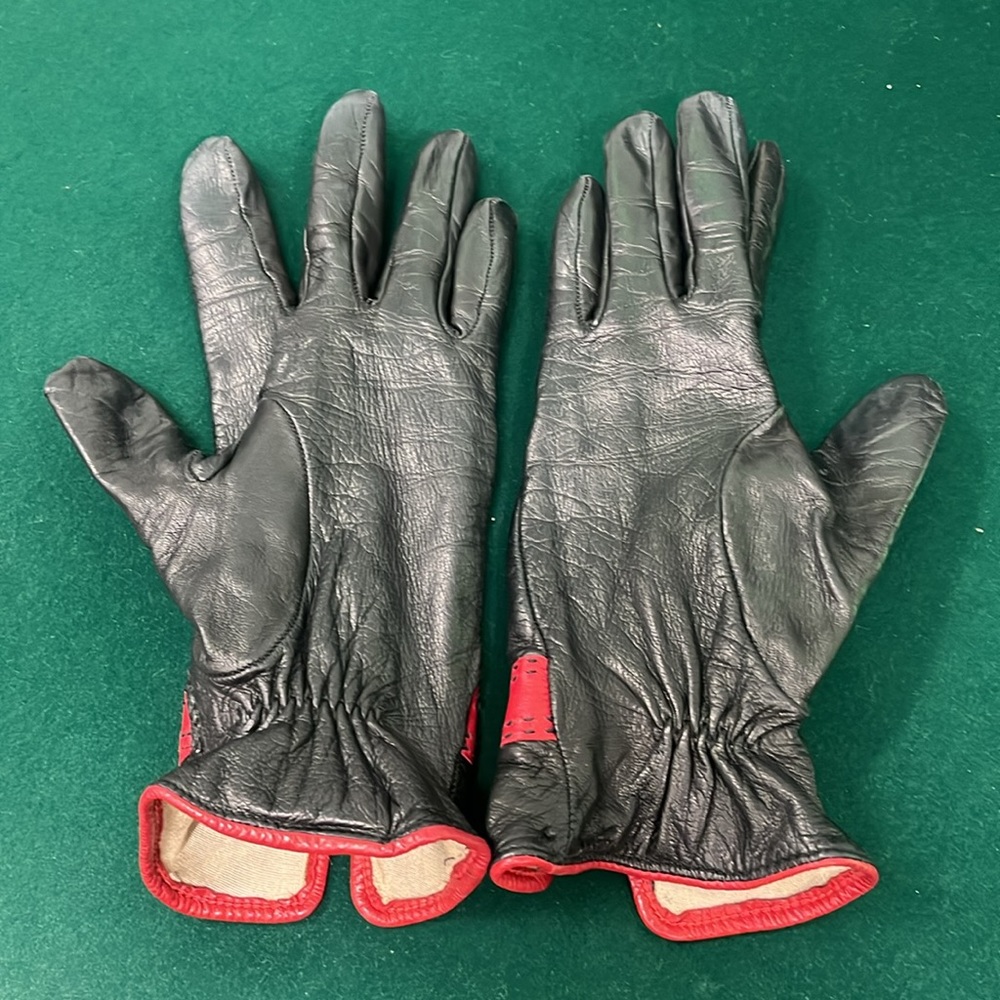 🦐 Sermoneta Buckle Red Silk Leather Gloves 7 - Picture 2 of 4